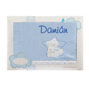 Sábanas Minicuna de Coralina Personalizadas “Osito Estrella” Azul