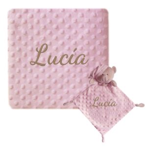 Manta Topos Personalizada + Dudú Osito Personalizado Rosa