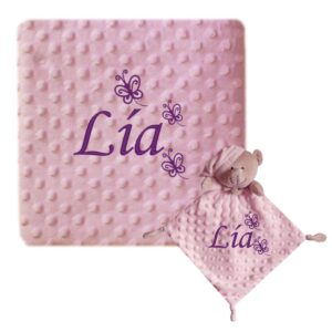 Manta Topos Personalizada + Dudú Osito Personalizado Modelo Mariposas