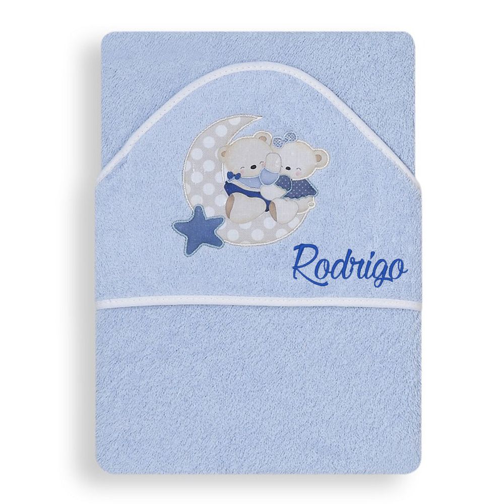Capa de Baño Osito Luna Azul Azul