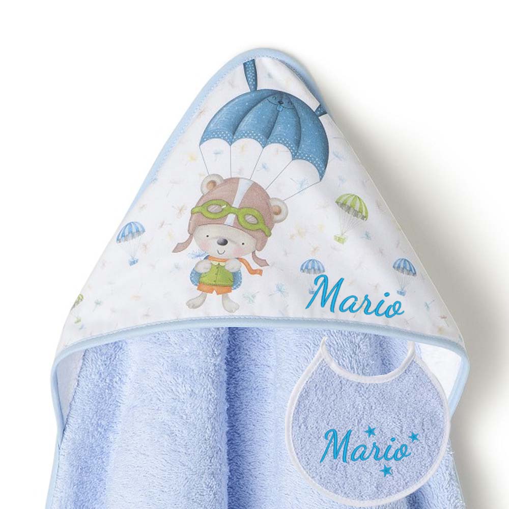Capa de Bano Personalizada Paracaidas Azul 2