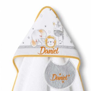 Capa de Baño Personalizada Animalitos + ¡Regalo de Babero!