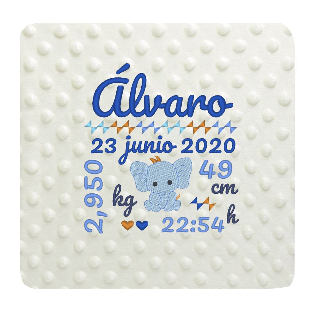 Manta Nacimiento Elefante Azul Beige