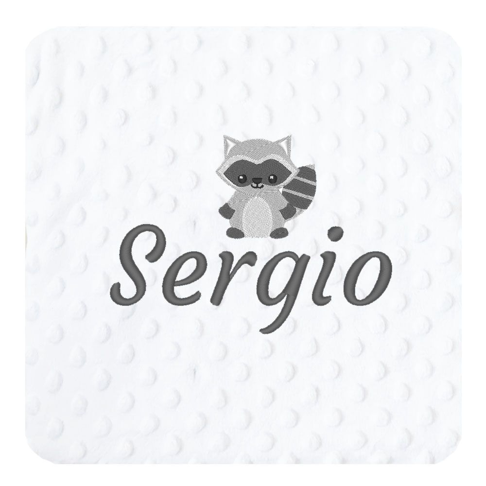 Manta Mapache Blanco Gris Melody