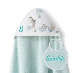 Capa de Baño Personalizada Jirafa Bicicleta Menta+ ¡Regalo de Babero!