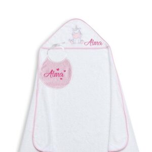Capa de Baño Personalizada Unicornio + ¡Regalo de Babero!