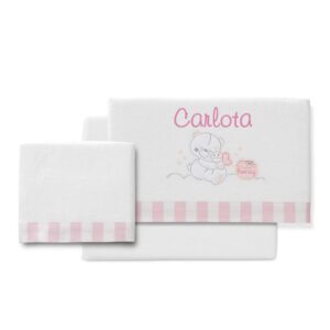 Sábanas Franela Cuna Personalizadas Honey Rosa
