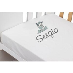 Sábana Bajera Personalizada especial Guarderías Modelo Cebra