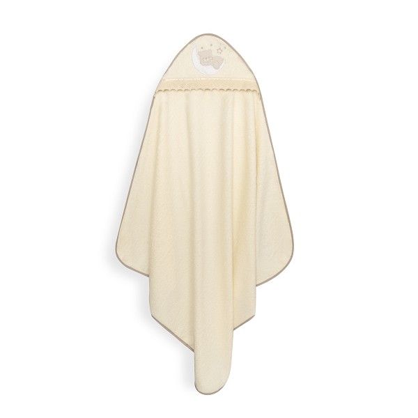 Capa Osito Luna Puntilla Beige Babero