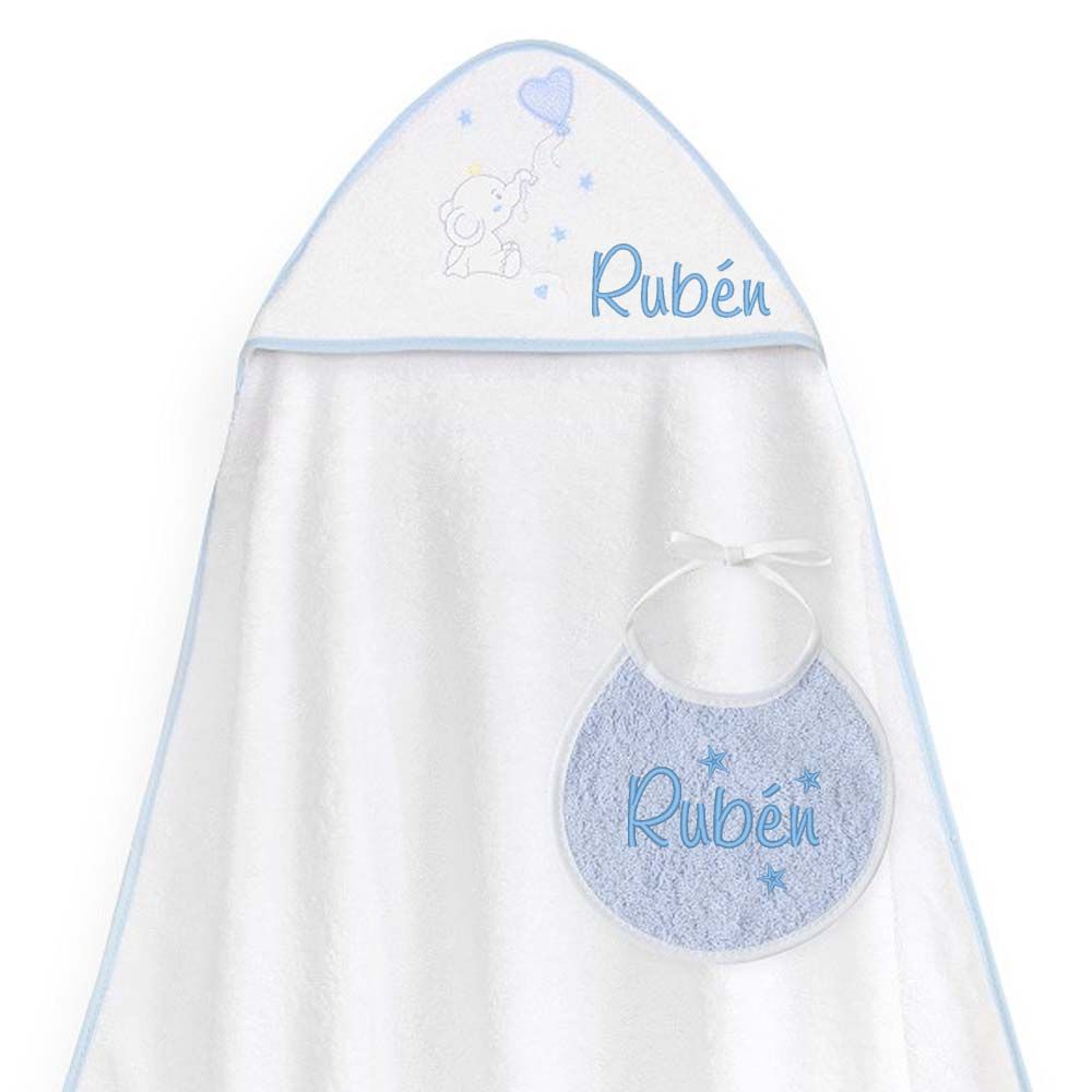 Capa Elefante Corazon Azul Babero