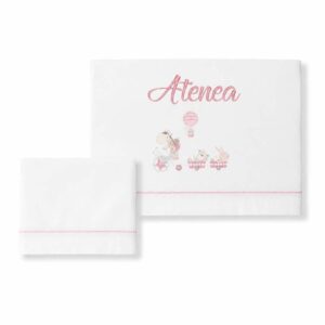Sábanas Cuna Personalizadas Jirafa Bicicleta Rosa + ¡Regalo de Cepillo y Peine!
