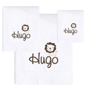 Conjunto 3 Toallas Personalizadas Modelo León
