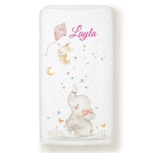 Coordinado de 3 Piezas Personalizado con Nombre: Edredón nórdico + Chichonera Elephant para Cuna Rosa