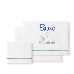 Sábanas Cuna Personalizadas Jirafa Bicicleta Azul+ ¡Regalo de Broche Chupete!