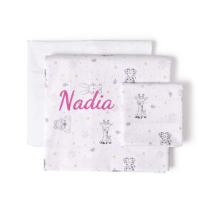 Sábanas Cuna Personalizadas Koala Rosa+ ¡Regalo de Broche Chupete!