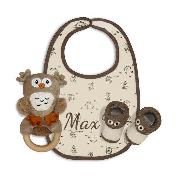 Set Babero Buho Chocolate