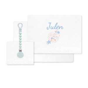 Sábanas Cuna Personalizadas Osito Luna Celeste + ¡Regalo de Broche Chupete!