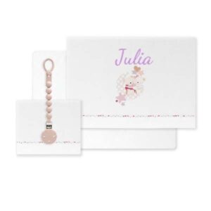 Sábanas Cuna Personalizadas Osito Luna Rosa + ¡Regalo de Broche Chupete!