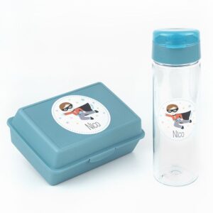Pack Cajita Portalimentos + Botella Personalizadas Modelo Superhéroe