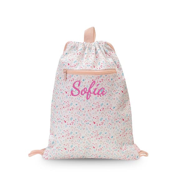Mochila Saco Flowers Fucsia